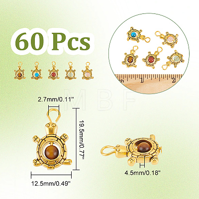  60Pcs Natural & Synthetic Mixed Gemstone Pendants PALLOY-NB0003-95-1
