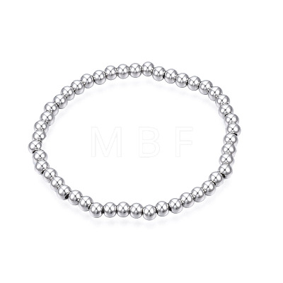 201 Stainless Steel Round Beaded Stretch Bracelet for Men Women BJEW-N017-163A-01-1