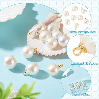 10Pcs Natural Baroque Pearl Keshi Pearl Pendants PALLOY-TA00377-1