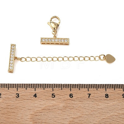Brass Micro Pave Clear Cubic Zirconia Curb Chain Extender KK-G556-08G-02-1