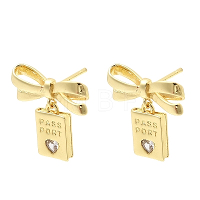 Brass Micro Pave Cubic Zirconia Stud Dangle Earring EJEW-H180-20B-G-1
