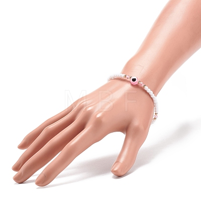 Resin Evil Eye & Acrylic Beaded Stretch Bracelet for Women BJEW-JB08609-01-1