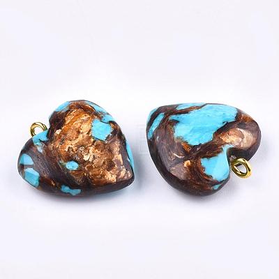 Assembled Bronzite and Synthetic Turquoise Pendants X-G-T111-04C-1