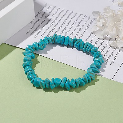 Synthetic Turquoise Chips Beaded Stretch Bracelet BJEW-JB08051-1