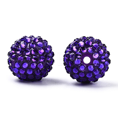 Resin Rhinestone Bubblegum Ball Beads RESI-S260-20mm-S14-1