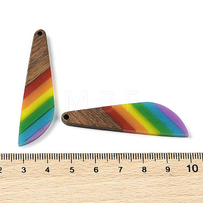 Pride Rainbow Theme Resin & Walnut Wood Pendants WOOD-K012-12B-1