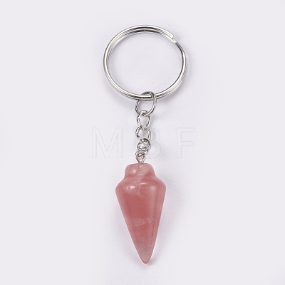 Cherry Quartz Glass Keychain KEYC-P041-A08-1