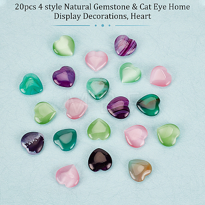 Olycraft 20pcs 4 style Natural Gemstone & Cat Eye Home Display Decorations DJEW-OC0001-36-1