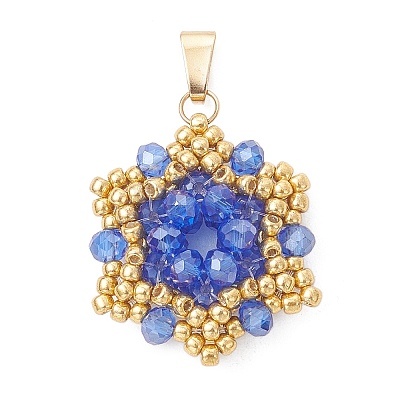 Pearl Luster Plated Glass Pendants PALLOY-MZ01312-02-1