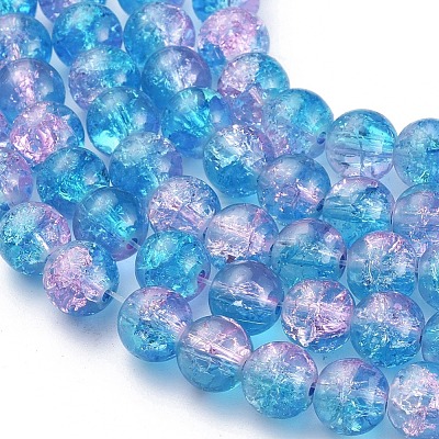 Spray Painted Crackle Glass Beads Strands CCG-Q001-8mm-19-1