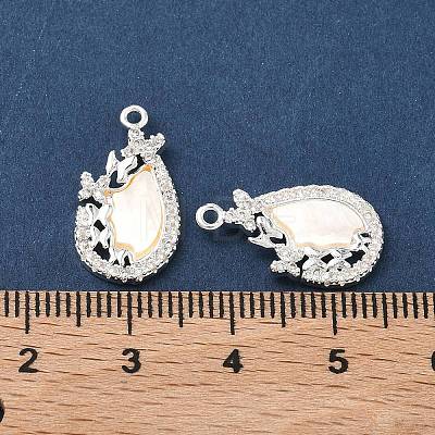 Brass Micro Pave Clear Cubic Zirconia Pendants KK-C168-28S-1