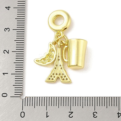 Rack Plating Brass Micro Pave Clear Cubic Zirconia European Dangle Charms KK-S380-26G-1