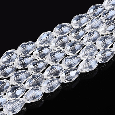 Transparent Teardrop Glass Beads Strands GLAA-T025-79C-01-1