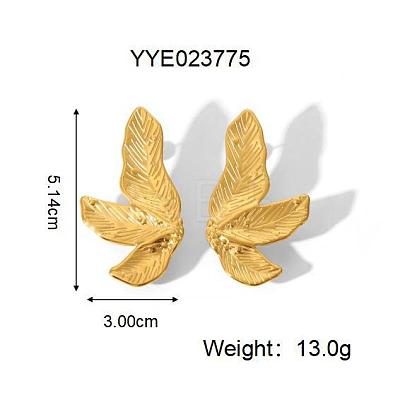 Fashionable 304 Stainless Steel Leaf Stud Earrings for Women SH3836-3-1