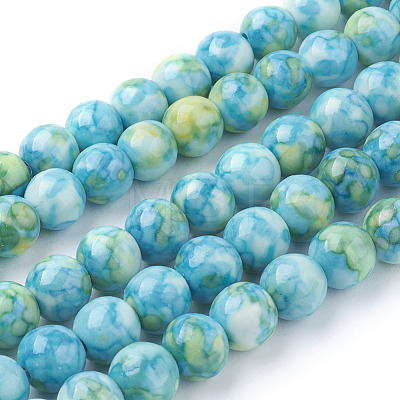 Synthetic Ocean White Jade Beads Strands G-B367-2-1