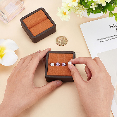 Square Imitation Leather with Fibre Cloth Loose Diamond Jewelry Display Case ODIS-WH0038-23A-1