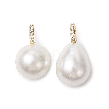 2Pcs 2 Styles Shell Pearl Pendants PALLOY-JF05422-1