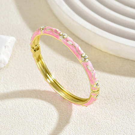 Zinc Alloy Enamel Flower Hinged Cuff Bangles for Women UK8681-9-1