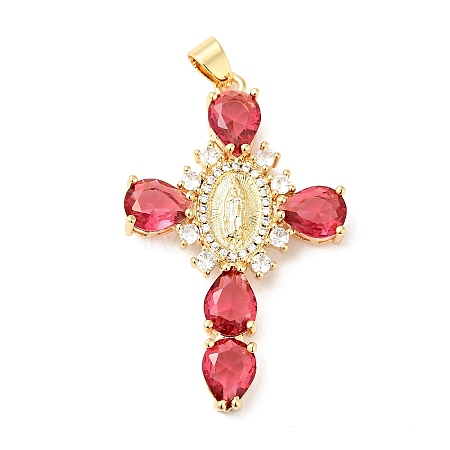 Rack Plating Brass Micro Pave Cubic Zirconia Pendants ZIRC-I059-15G-01-1