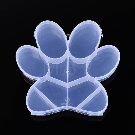 Paw Print 10 Grids Plastic Bead Storage Containers with Hinged Lid CON-T001-05-1