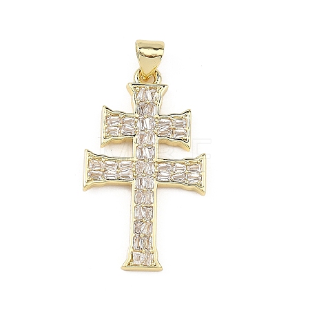Religion Brass Micro Pave Clear Cubic Zirconia Pendants KK-B177-03G-01-1
