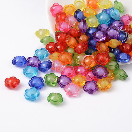 Mixed Color Transparent Faceted Flower Acrylic Beads X-TACR-S104-M-1