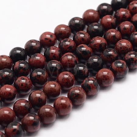 Natural Mahogany Obsidian Bead Strands G-K153-B17-10mm-1