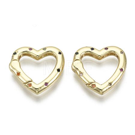 Brass Micro Pave Cubic Zirconia Spring Gate Rings ZIRC-N039-027-NF-1