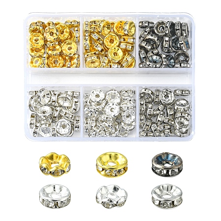 150Pcs 6 Styles Iron Rhinestone Spacer Beads FIND-FS0001-35-1