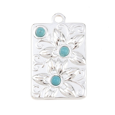 304 Stainless Steel with Synthetic Turquoise Pendants STAS-H253-01B-S-1