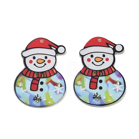 Christmas Themes Opaque Printed Acrylic Pendants LS-OACR-B037-03-1