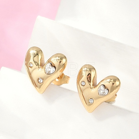 304 Stainless Steel Rhinestone Stud Earrings EJEW-U046-01G-1