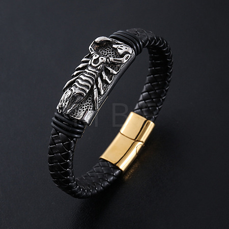 Punk Braided PU Leather Cord Bracelets BN2555-2-1