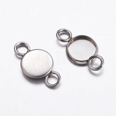 Tarnish Resistant 201 Stainless Steel Cabochon Connector Settings STAS-P161-29-6.5mm-1