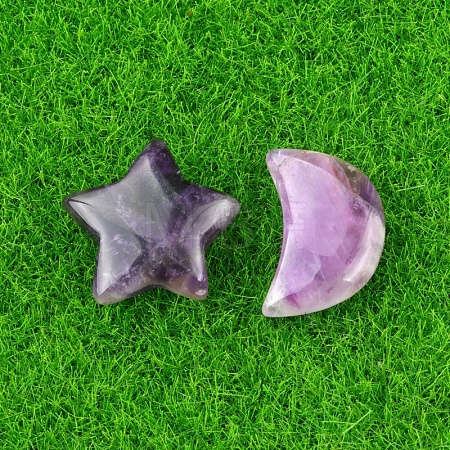 Natural Tiger Eye Healing Moon & Star Ornaments PW-WG13036-05-1