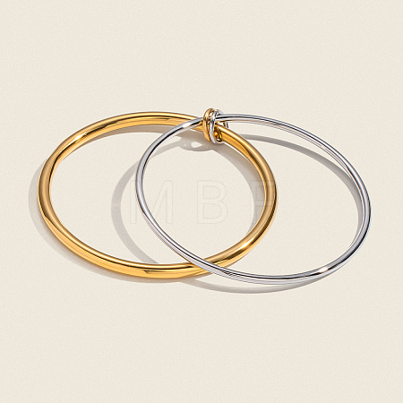 304 Stainless Steel Double Layered Plain Bangles for Women EC4936-1