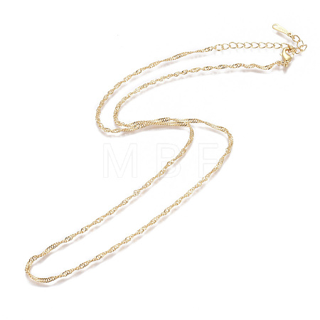 Gold Plated Tin Alloy Twisted Singapore Chain Fine Necklaces NJEW-BB10191-18-1