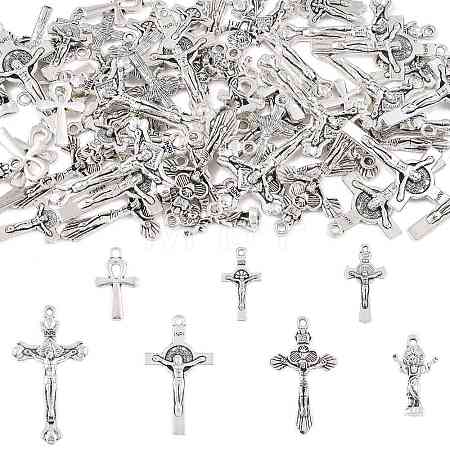 70Pcs 7 Styles Tibetan Style Alloy Pendants FIND-FS0005-15-1