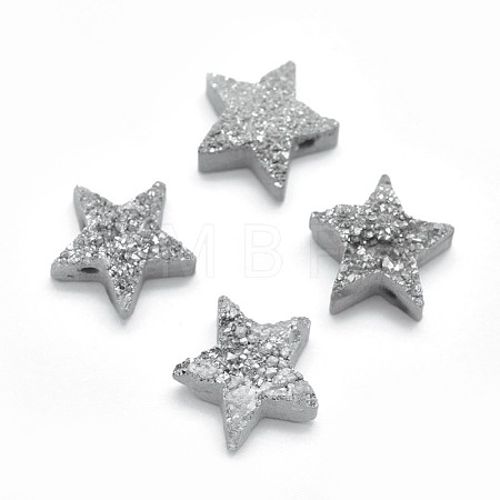 Electroplate Natural Druzy Quartz Charms G-P382-I05-1