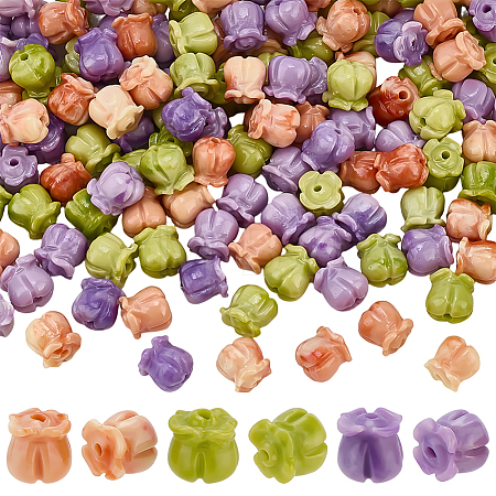 150Pcs 3 Colors Opaque Resin Imitation Shell Beads RESI-PH0002-78-1