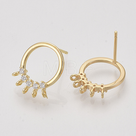 Brass Cubic Zirconia Stud Earring Findings X-KK-S350-026-1