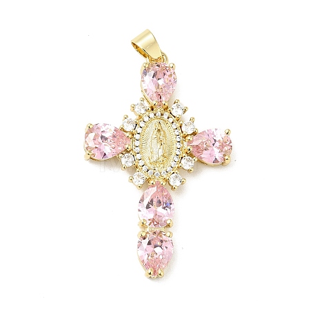 Rack Plating Brass Micro Pave Cubic Zirconia Pendants ZIRC-I059-15G-07-1