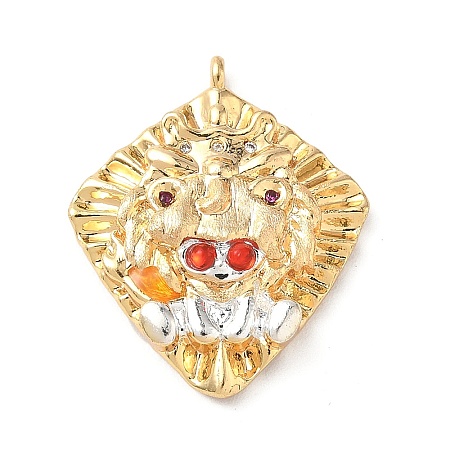 Brass Micro Pave Cubic Zirconia Enamel Pendants KK-L250-08G-06-1