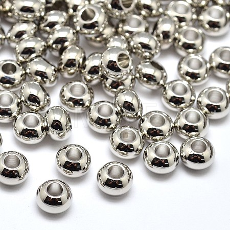 Brass Flat Round Spacer Beads KK-M085-18P-NR-1