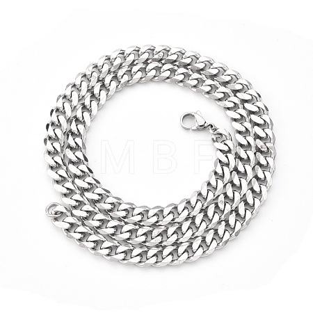 Non-Tarnish Men's 201 Stainless Steel Cuban Chain Necklace NJEW-R257-001E-P-1