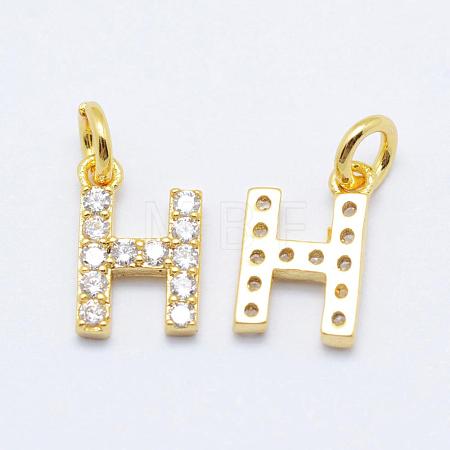 Brass Micro Pave Grade AAA Cubic Zirconia Charms ZIRC-P067-11G-H-NR-1