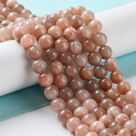 Natural Multi-Moonstone Beads Strands G-O030-6mm-10B-01-1