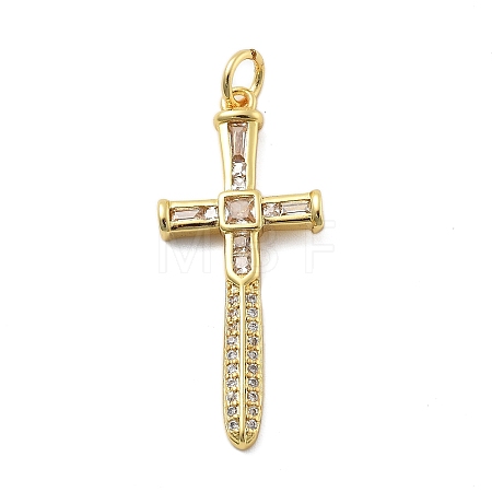 Real 18K Gold Plated Brass Micro Pave Cubic Zirconia Pendants KK-L209-101G-01-1