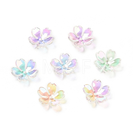 Transparent Acrylic Flower Bead Caps X-MACR-C009-13-1