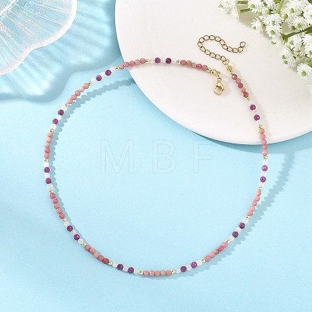 Natural Rhodonite Faceted Round Beaded Necklaces NJEW-JN06430-04-1